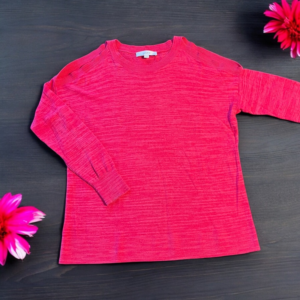 LOFT Heather Pink/Red Lightweight Knit Top